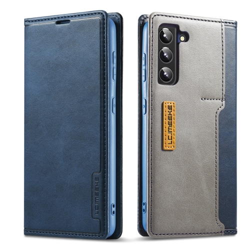 

For Samsung Galaxy S22+ 5G LC.IMEEKE LC-001 Series PU + TPU Color Matching Frosted Leather Phone Case(Blue)