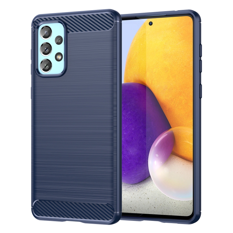 

For Samsung Galaxy A73 5G Brushed Texture Carbon Fiber TPU Phone Case(Blue)