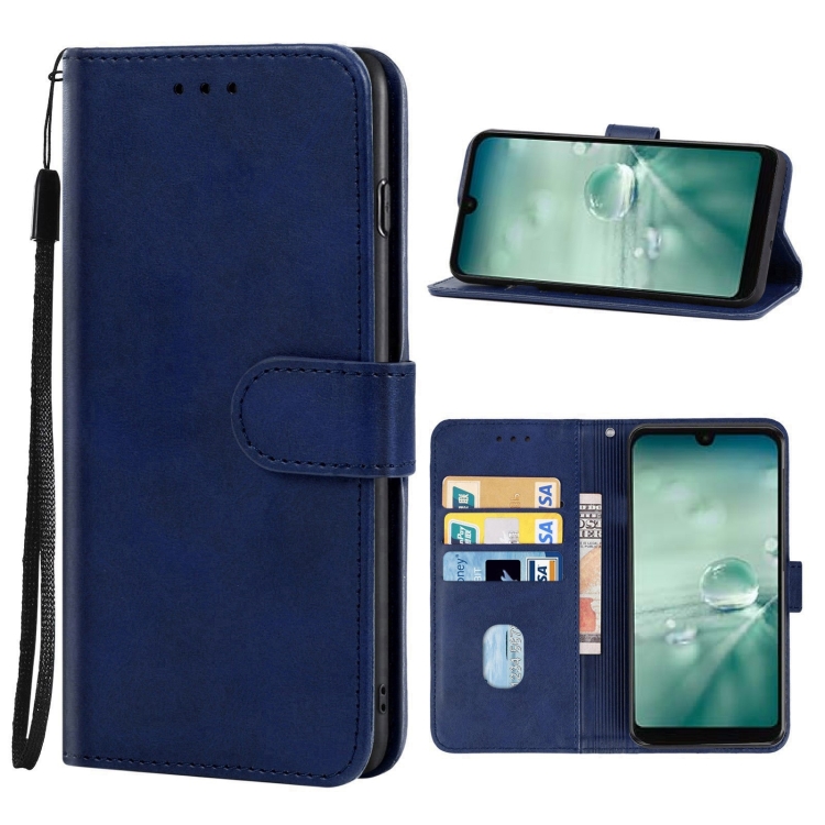 

Leather Phone Case For Sharp Aquos Wish(Blue)