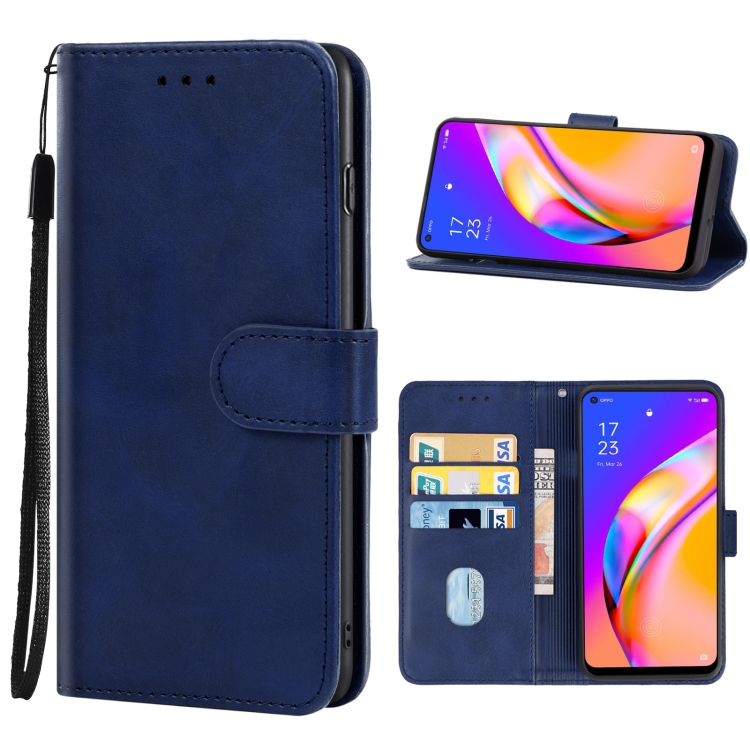

For OPPO F19s Leather Phone Case(Blue)