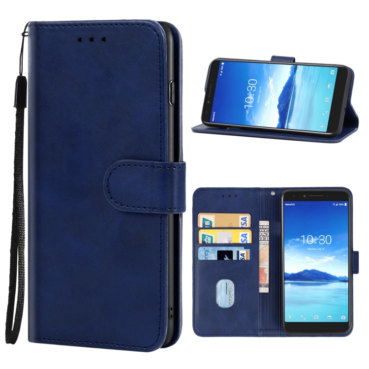 

Leather Phone Case For Alcatel 7(Blue)