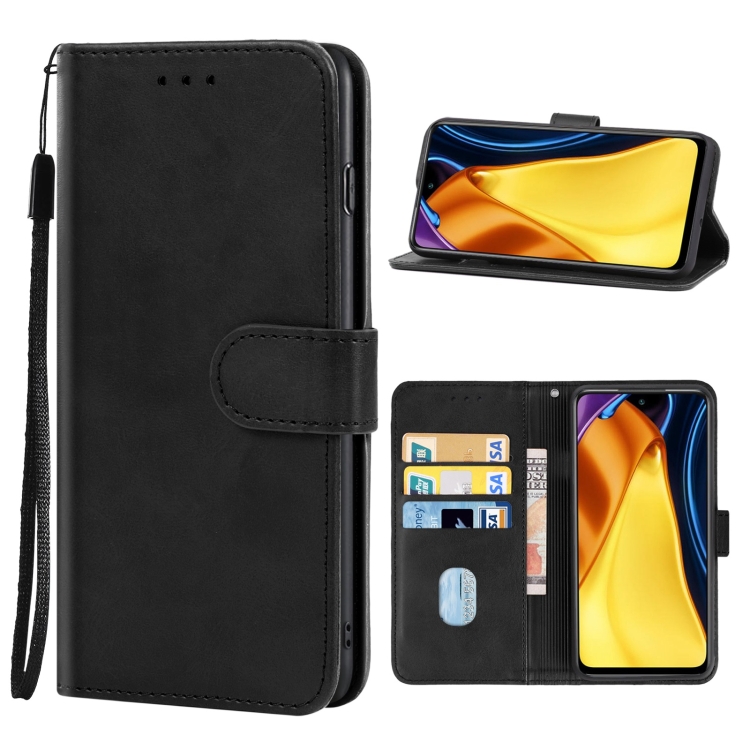 

Leather Phone Case For Xiaomi Poco M3(Black)