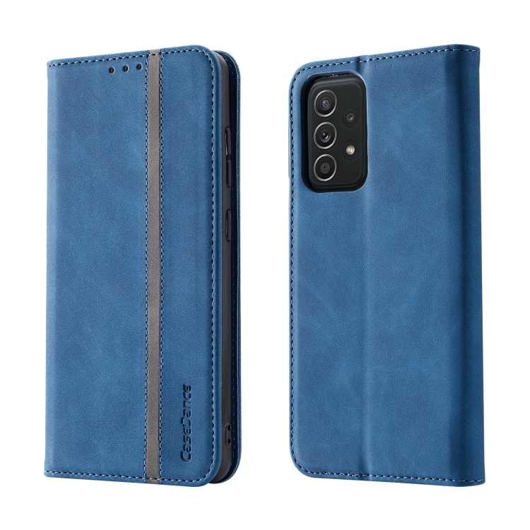 

For Samsung Galaxy A72 Splicing Skin Feel Magnetic Leather Phone Case(Blue)