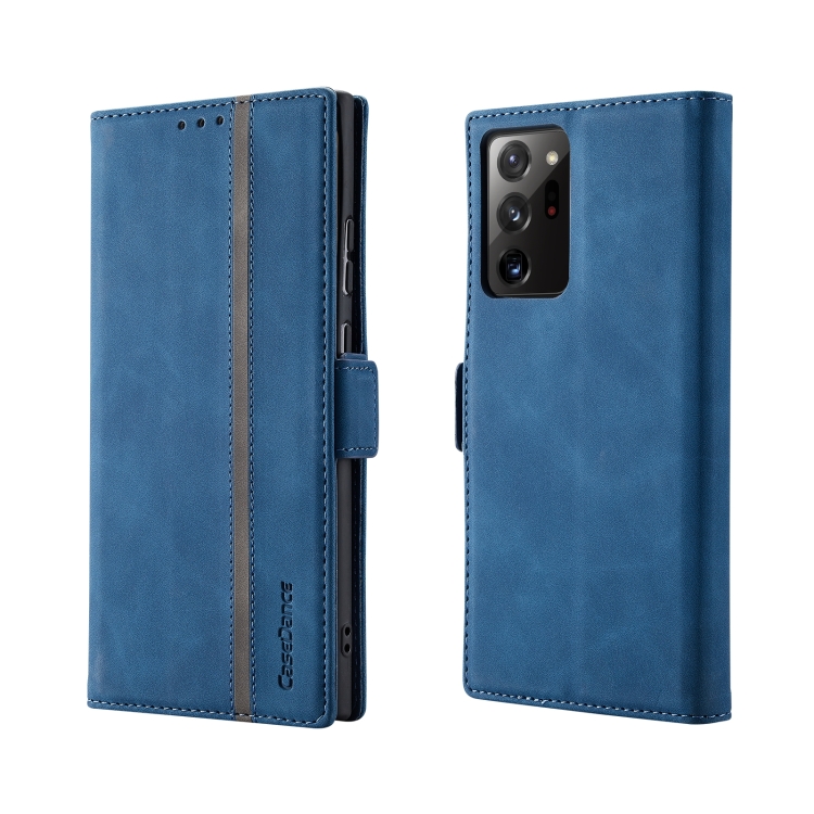 

For Samsung Galaxy Note20 Ultra Splicing Skin Feel Magnetic Leather Phone Case(Blue)