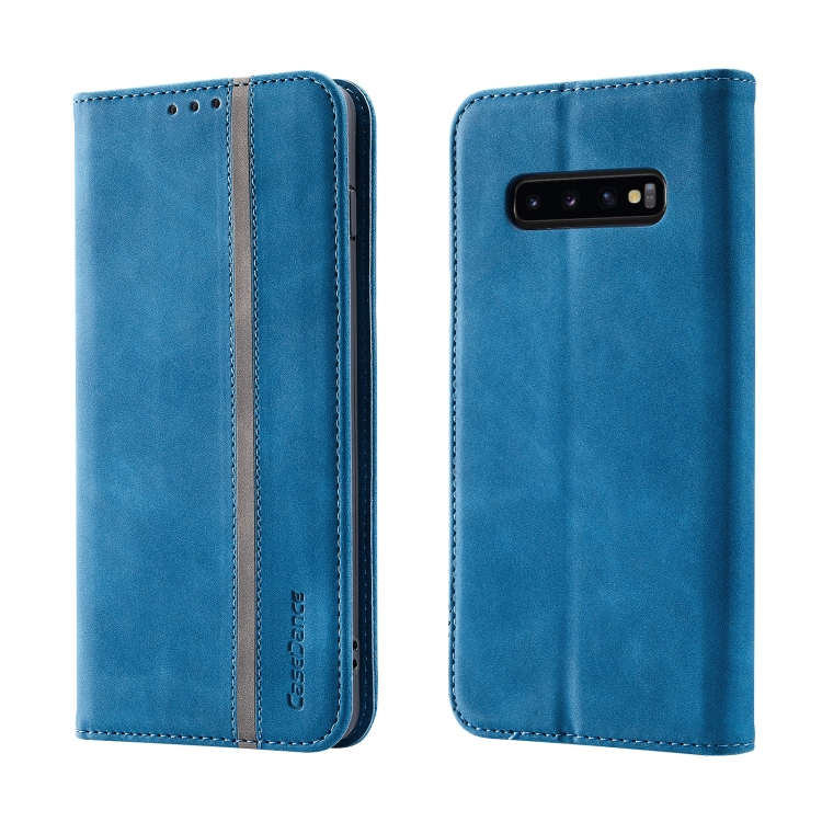 

For Samsung Galaxy S10 Splicing Skin Feel Magnetic Leather Phone Case(Blue)