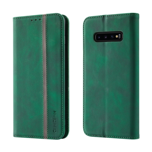 

For Samsung Galaxy S10+ Splicing Skin Feel Magnetic Leather Phone Case(Green)