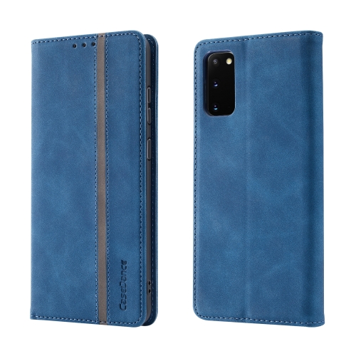 

For Samsung Galaxy S20 Splicing Skin Feel Magnetic Leather Phone Case(Blue)