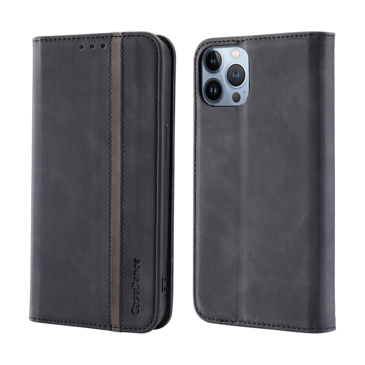 

Splicing Skin Feel Magnetic Leather Phone Case For iPhone 13 Pro(Black)