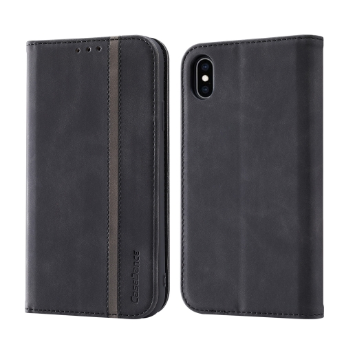 

Splicing Skin Feel Magnetic Leather Phone Case For iPhone XS / X(Black)