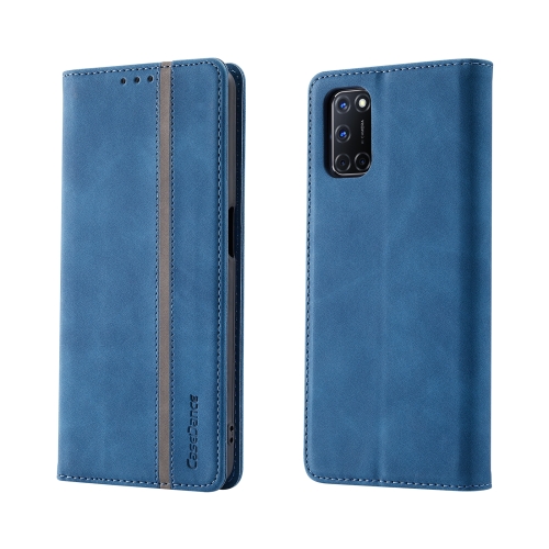 

For OPPO A52 / A72 / A92 Splicing Skin Feel Magnetic Leather Phone Case(Blue)
