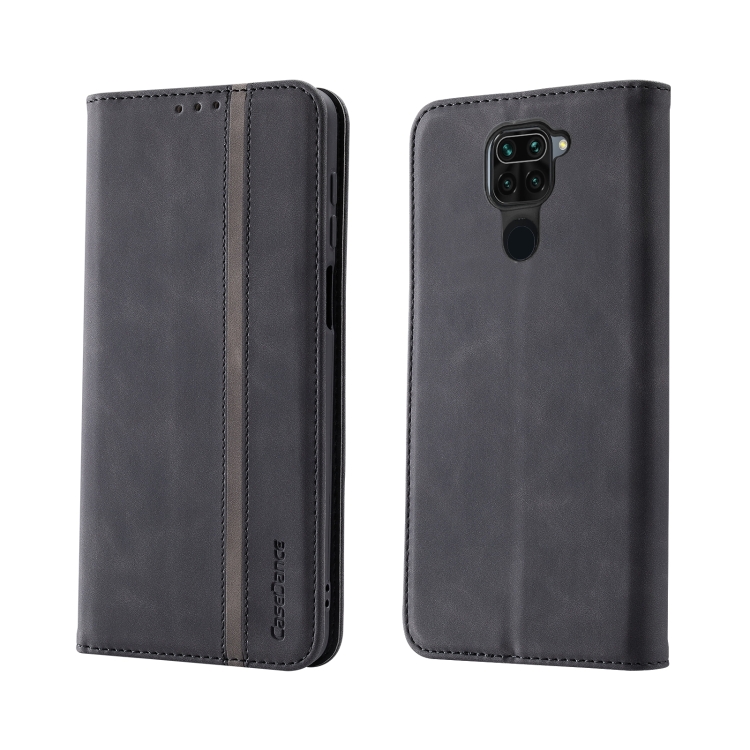 

For Xiaomi Redmi Note 9 Splicing Skin Feel Magnetic Leather Phone Case(Black)