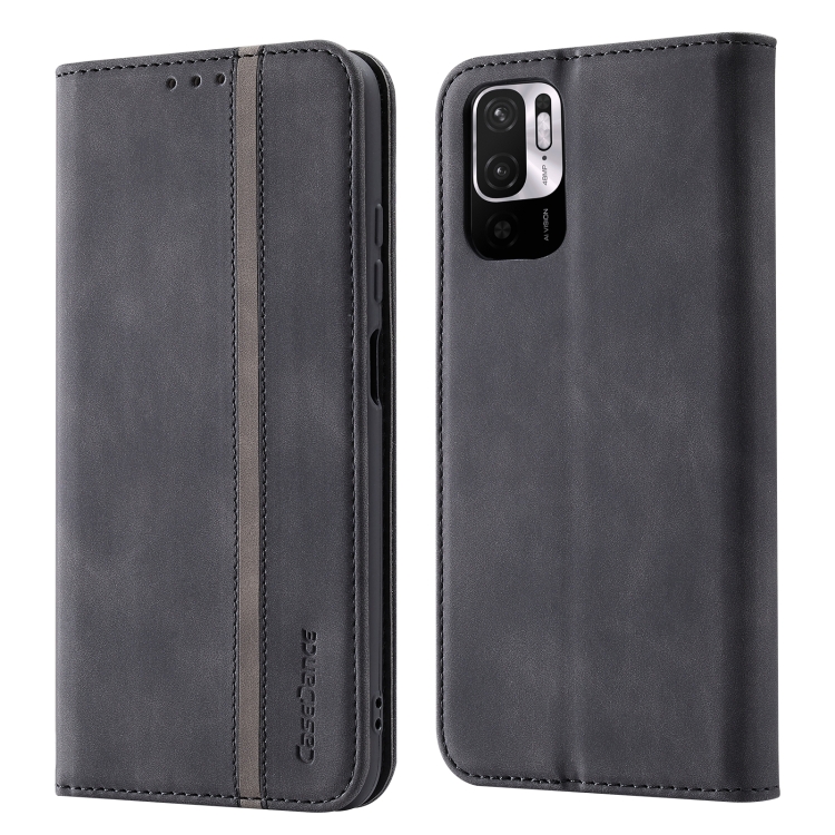 

For Xiaomi Redmi Note 10 5G Splicing Skin Feel Magnetic Leather Phone Case(Black)