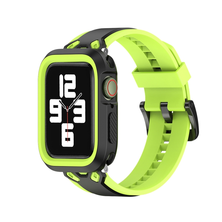 

Two-color TPU Strap For Apple Watch Ultra 49mm / Series 8&7 45mm / SE 2&6&SE&5&4 44mm / 3&2&1 42mm(Green Black)