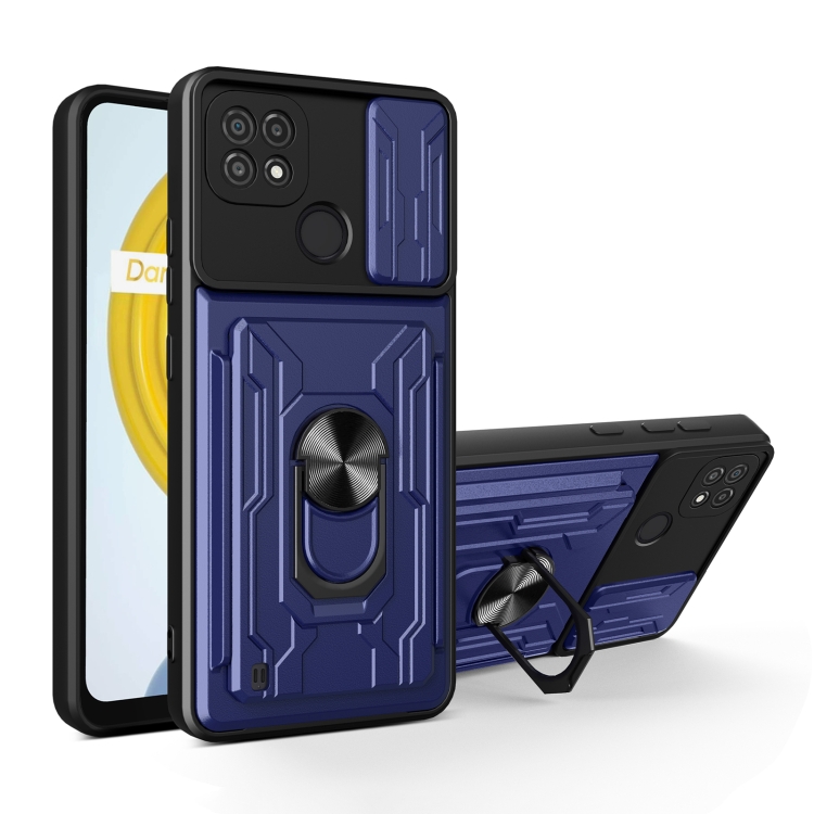 

For OPPO Realme C20 / C21 Sliding Camshield Card Phone Case(Sapphire Blue)