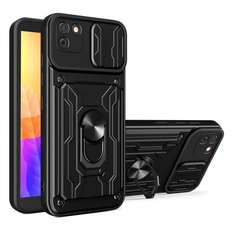 

For Huawei Y5p Sliding Camshield Card Phone Case(Black)