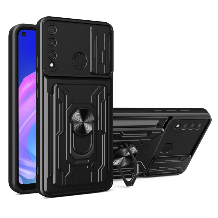 

For Huawei Y7p Sliding Camshield Card Phone Case(Black)