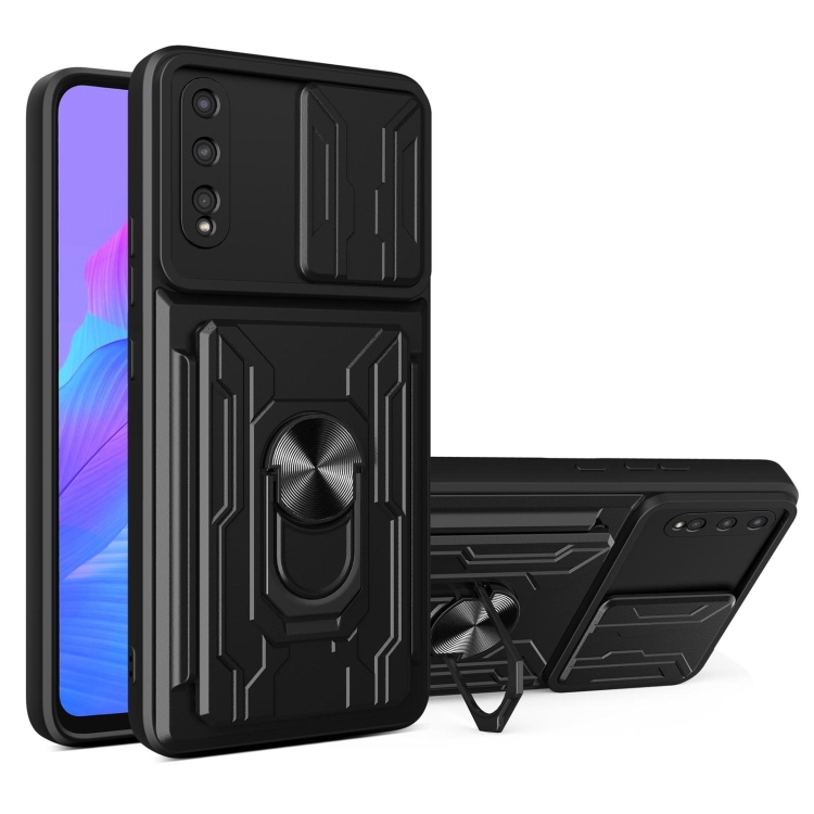 

For Huawei Y8p Sliding Camshield Card Phone Case(Black)