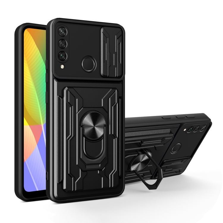 

For Huawei Y6p Sliding Camshield Card Phone Case(Black)