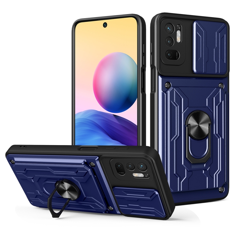 

For Xiaomi Redmi Note 10 5G Sliding Camshield Card Phone Case(Blue)