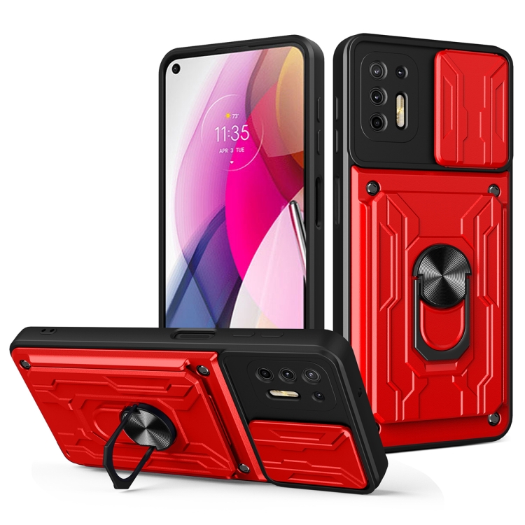 

For Motorola Moto G Stylus Sliding Camshield Card Phone Case(Red)