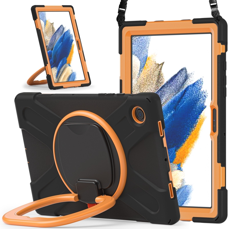 

For Samsung Galaxy Tab A8 10.5 2021 Silicone + PC Tablet Case(Black + Orange)