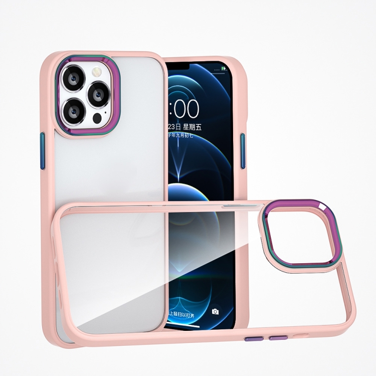 

For iPhone 13 mini Colorful Metal Lens Ring Phone Case (Pink)