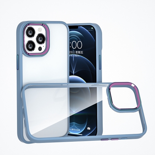 Colorful Metal Lens Ring Phone Case For Iphone 13 Pro Max Baby Blue