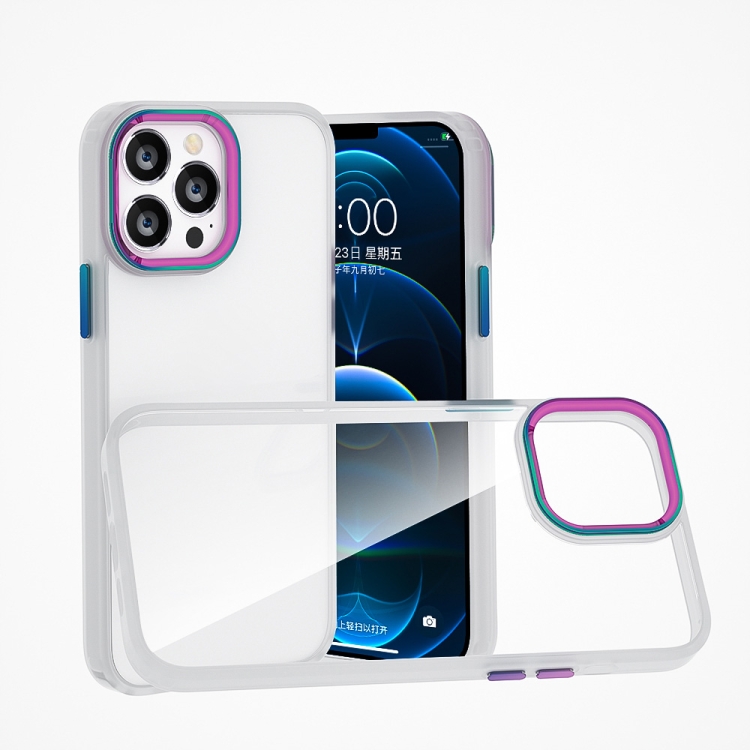 

For iPhone 12 / 12 Pro Colorful Metal Lens Ring Phone Case(Translucent)