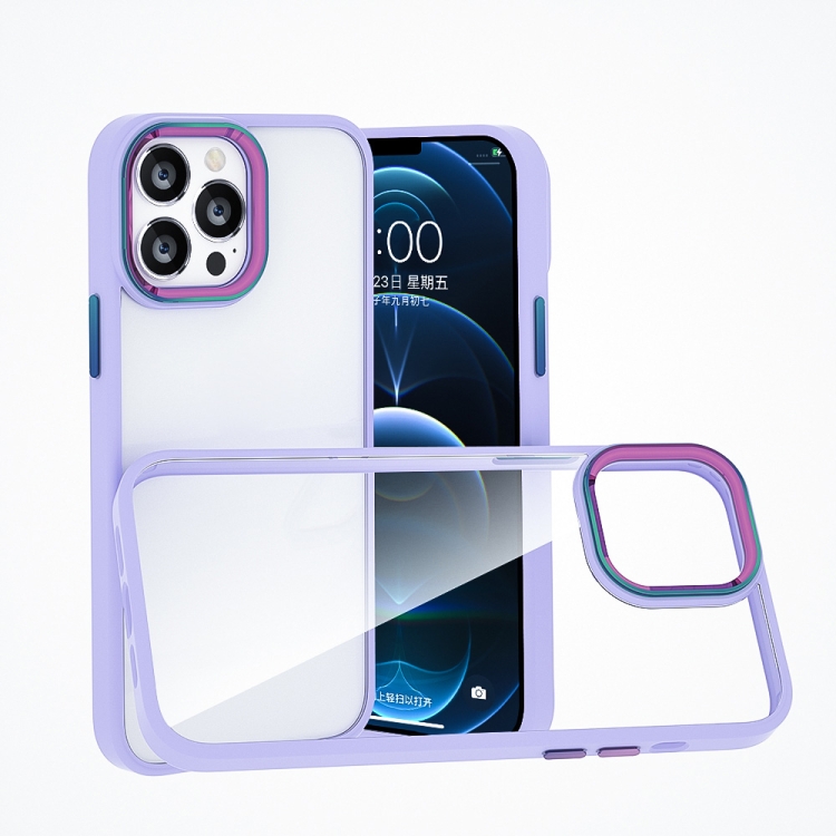 

Colorful Metal Lens Ring Phone Case For iPhone 12 Pro Max(Purple)