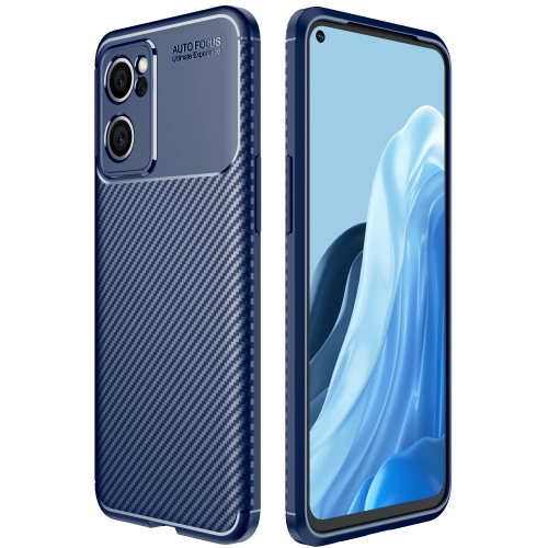 

For OPPO Reno7 SE 5G Carbon Fiber Texture Shockproof TPU Phone Case(Blue)