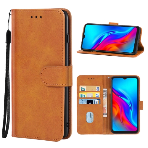

Leather Phone Case For TCL 20E(Brown)