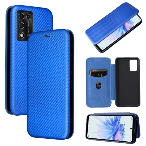 

For ZTE Libero 5G II Carbon Fiber Texture Magnetic Horizontal Flip Leather Phone Case(Blue)