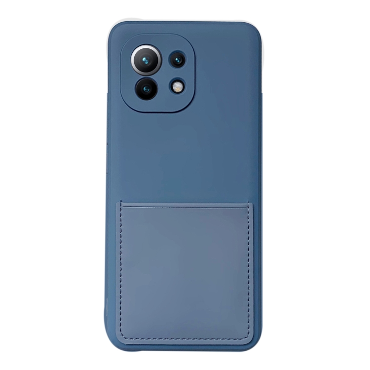 

For Xiaomi Mi 11 Liquid Silicone Skin Feel Shockproof Phone Case with Card Slot(Blue)