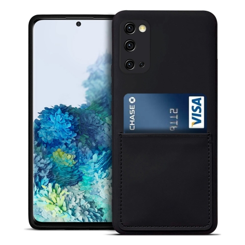 

For Samsung Galaxy S20 Liquid Silicone Skin Feel Shockproof Phone Case with Card Slot(Black)
