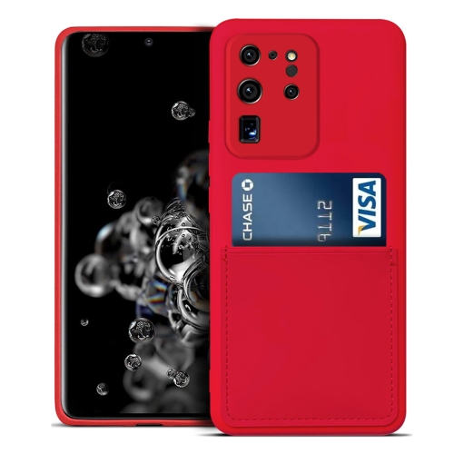 

For Samsung Galaxy S20 Ultra Liquid Silicone Skin Feel Shockproof Phone Case with Card Slot(Red)