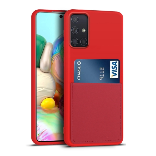 

For Samsung Galaxy A71 Liquid Silicone Skin Feel Shockproof Phone Case with Card Slot(Red)