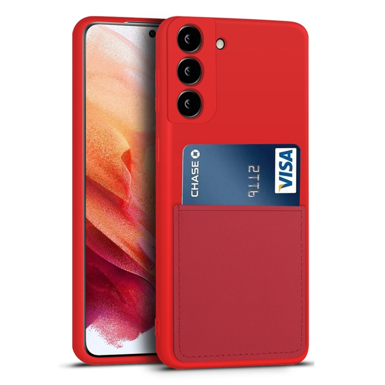 

For Samsung Galaxy S21 5G Liquid Silicone Skin Feel Shockproof Phone Case with Card Slot(Red)