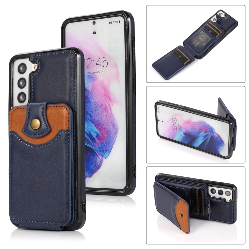 

For Samsung Galaxy S21 FE 5G Soft Skin Leather Wallet Bag Phone Case(Blue)