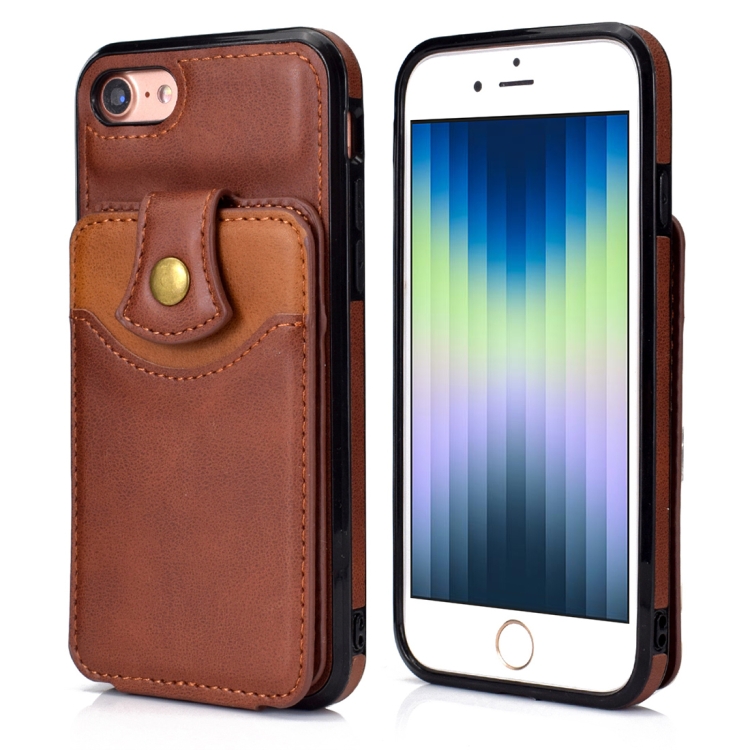 

For iPhone SE 2022 / SE 2020 / 8 / 7 Soft Skin Leather Wallet Bag Phone Case(Brown)
