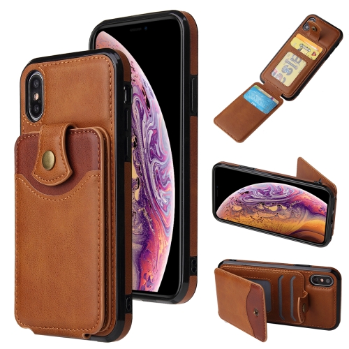

Soft Skin Leather Wallet Bag Phone Case For iPhone XS / X(Brown)