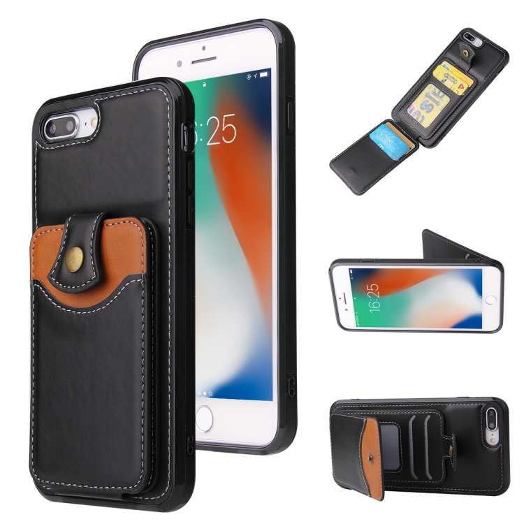 

Soft Skin Leather Wallet Bag Phone Case For iPhone 8 Plus / 7 Plus(Black)