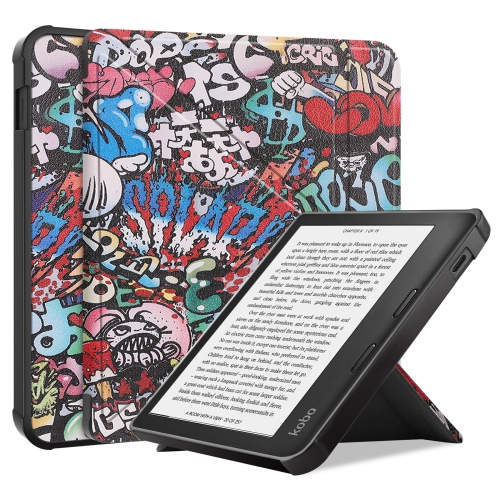 

For KOBO Libra2 2021 TPU Multi-folding Leather Tablet Case(Graffiti)