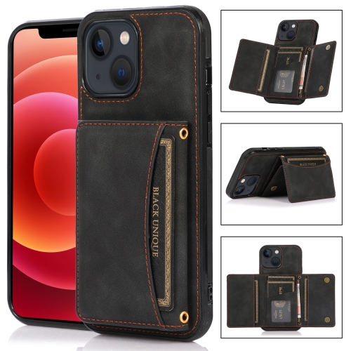 

For iPhone 13 Three-fold Leather Phone Case with Card Slot & Wallet & Holder(Black)