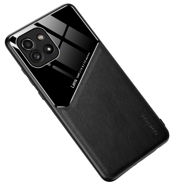 

For Samsung Galaxy A03 Leather Glass Magnet Phone Case(Black)