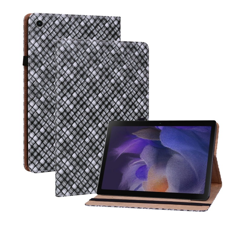 

For OPPO Realme Pad 10.4 Color Weave Leather Tablet Case with Holder(Black)