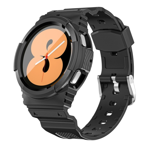 

For Samsung Galaxy Watch4 44mm Carbon Fiber Sport Silicone Integrated Watch Band(Black)