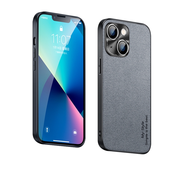 

Suede Leather Phone Case For iPhone 13(Grey)