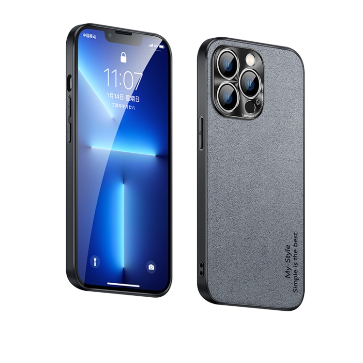 

Suede Leather Phone Case For iPhone 13 Pro(Grey)