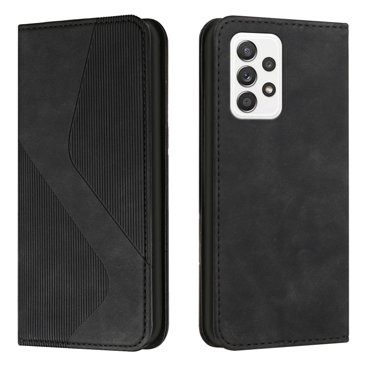 

For Samsung Galaxy A53 5G Skin Feel Magnetic S-type Leather Phone Case(Black)