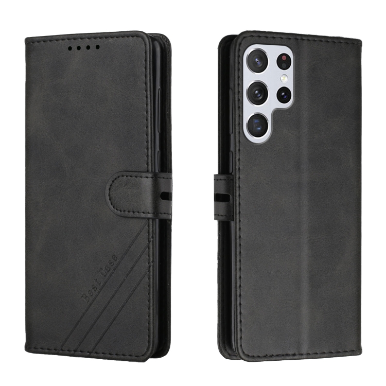 

For Samsung Galaxy S22 Ultra 5G Cow Texture Leather Phone Case(Black)